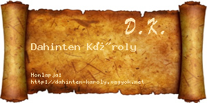 Dahinten Károly névjegykártya